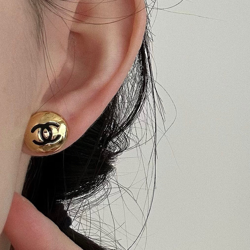 Coco Chanel Repurposed Button Ear Studs
